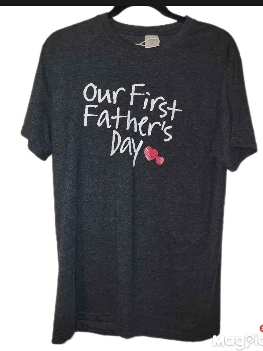 Our First Father's Day Gray Short Sleeve Med Cotton Blend New Dad Gift For Dad